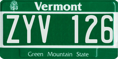 VT license plate ZYV126