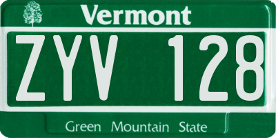 VT license plate ZYV128