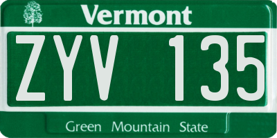 VT license plate ZYV135