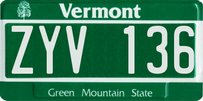 VT license plate ZYV136