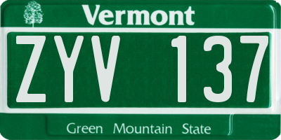 VT license plate ZYV137