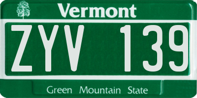 VT license plate ZYV139