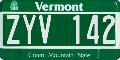 VT license plate ZYV142