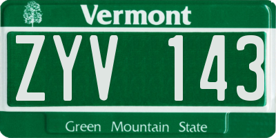 VT license plate ZYV143