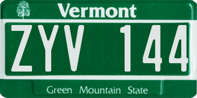 VT license plate ZYV144