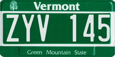 VT license plate ZYV145