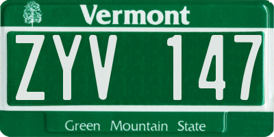 VT license plate ZYV147