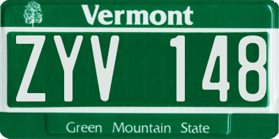 VT license plate ZYV148