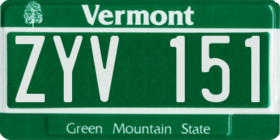 VT license plate ZYV151
