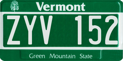 VT license plate ZYV152