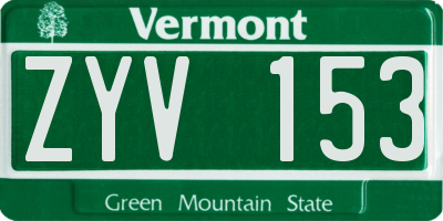 VT license plate ZYV153
