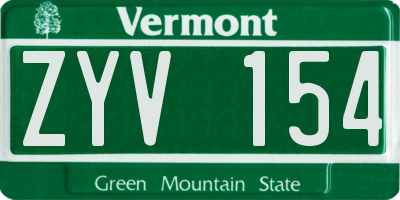 VT license plate ZYV154