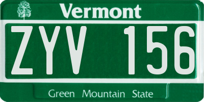 VT license plate ZYV156