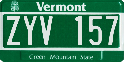 VT license plate ZYV157