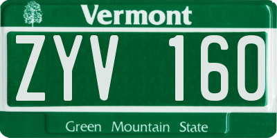 VT license plate ZYV160