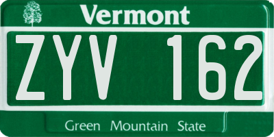 VT license plate ZYV162