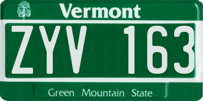 VT license plate ZYV163