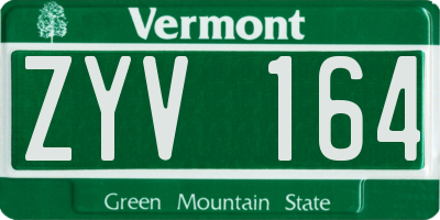 VT license plate ZYV164