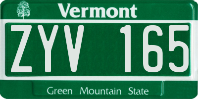 VT license plate ZYV165