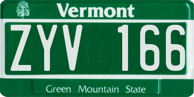 VT license plate ZYV166