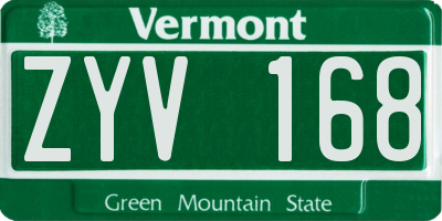 VT license plate ZYV168