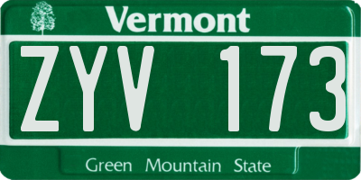 VT license plate ZYV173