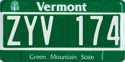 VT license plate ZYV174