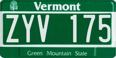 VT license plate ZYV175