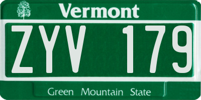VT license plate ZYV179