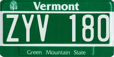 VT license plate ZYV180