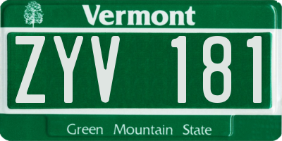 VT license plate ZYV181