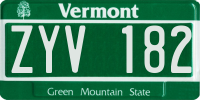 VT license plate ZYV182