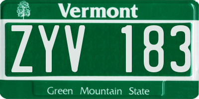 VT license plate ZYV183