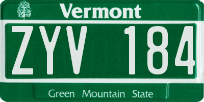VT license plate ZYV184
