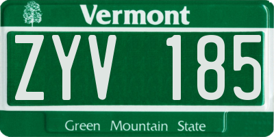 VT license plate ZYV185