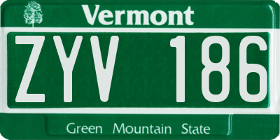 VT license plate ZYV186