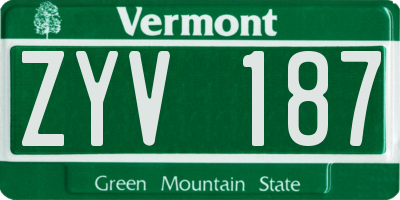 VT license plate ZYV187