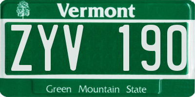 VT license plate ZYV190