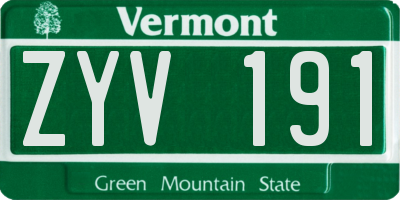 VT license plate ZYV191