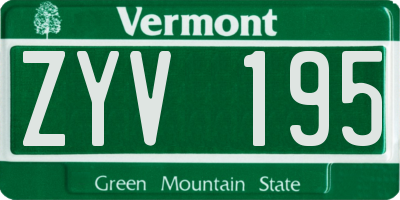 VT license plate ZYV195