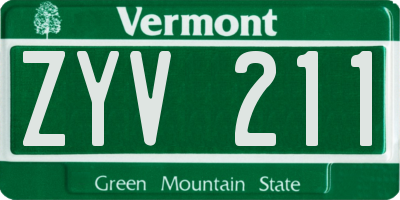VT license plate ZYV211