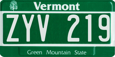 VT license plate ZYV219