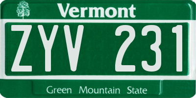 VT license plate ZYV231