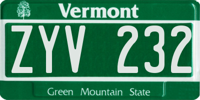 VT license plate ZYV232