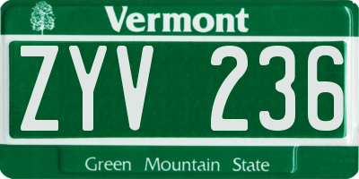 VT license plate ZYV236