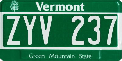 VT license plate ZYV237