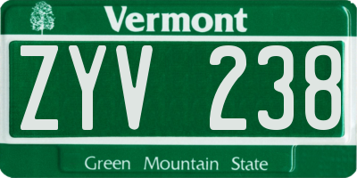 VT license plate ZYV238