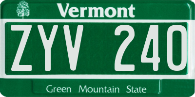 VT license plate ZYV240