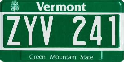 VT license plate ZYV241