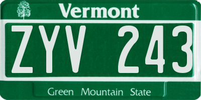 VT license plate ZYV243